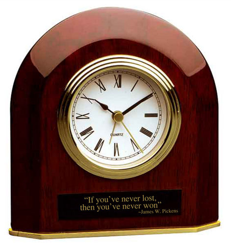 Rosewood Piano Finish Beveled Arch Desk Clock